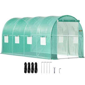 SucceBuy Walk-in Tunnel Greenhouse Galvanized Frame