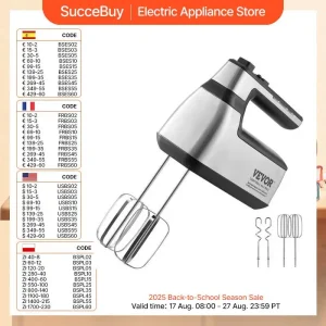 VEVOR Cordless Electric Hand Mixer 
 Baking for Whipp Mixing Egg Cookie Cake Cream