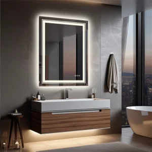 LUVODI Luxury Crystal Clear LED Bathroom Mirror IP65 Waterproof Dimming Makeup  with Double Lights