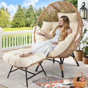 Egg Chair with Footrest,
 Oversized Rattan 
for Indoor Outdoor