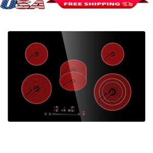 8600W Electric Ceramic Cooktop 30 Inch Built-in 5 Burners Touch Control Child Lock Overheat Protection Easy Clean Cooking